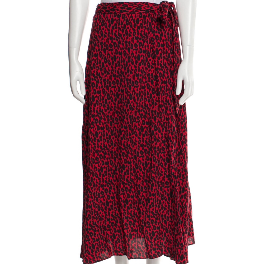 Iro Leopard Print Red and Black Maxi Skirt
